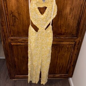 Aerie Yellow Floral Jumpsuit
